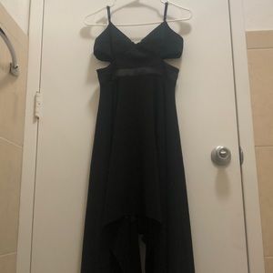 Halston Heritage Black High Low Gown with cut out detail